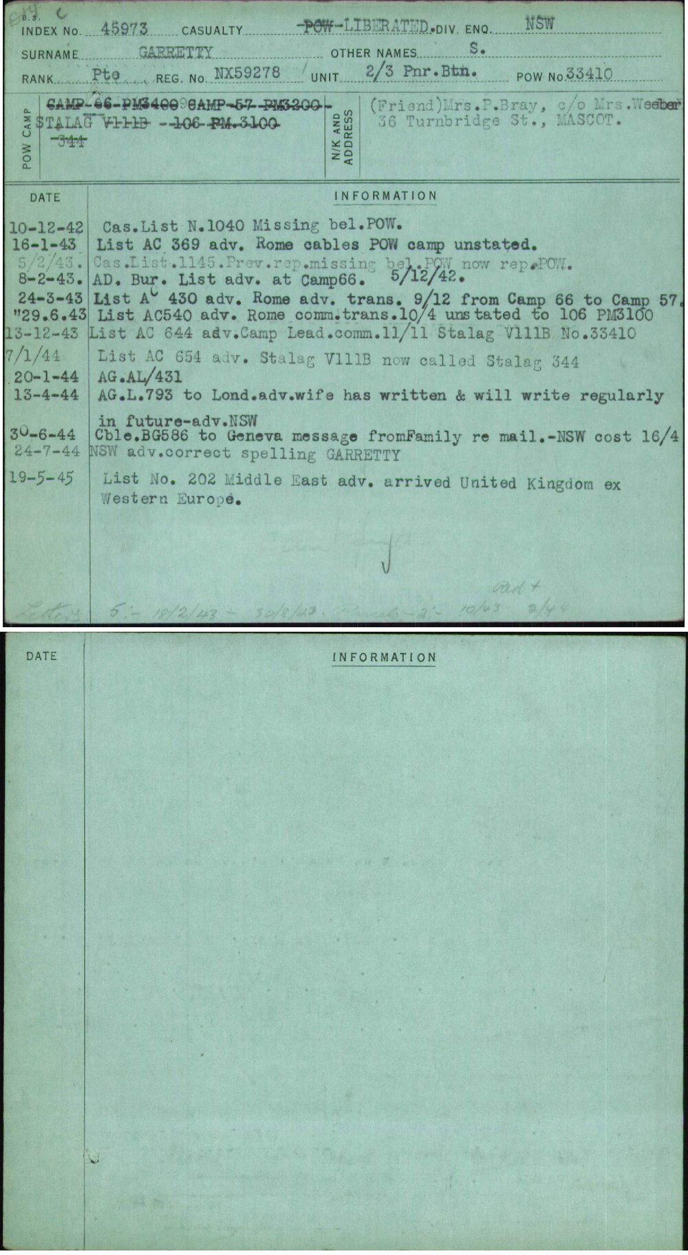 Garretty, S, NX59278