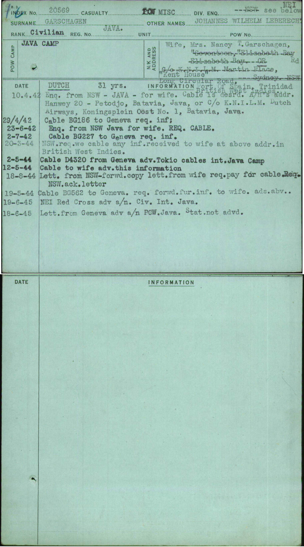 Garschagen, Johannes Wilhelm Leberecht, Java