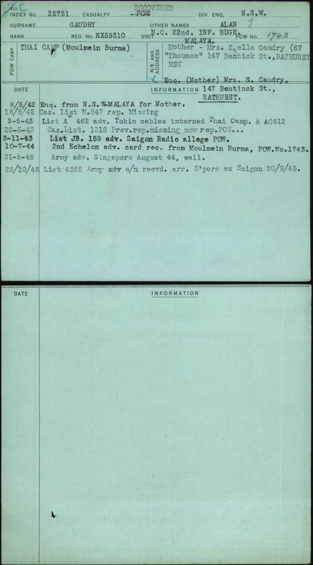 Gaudry, Alan J, NX59310