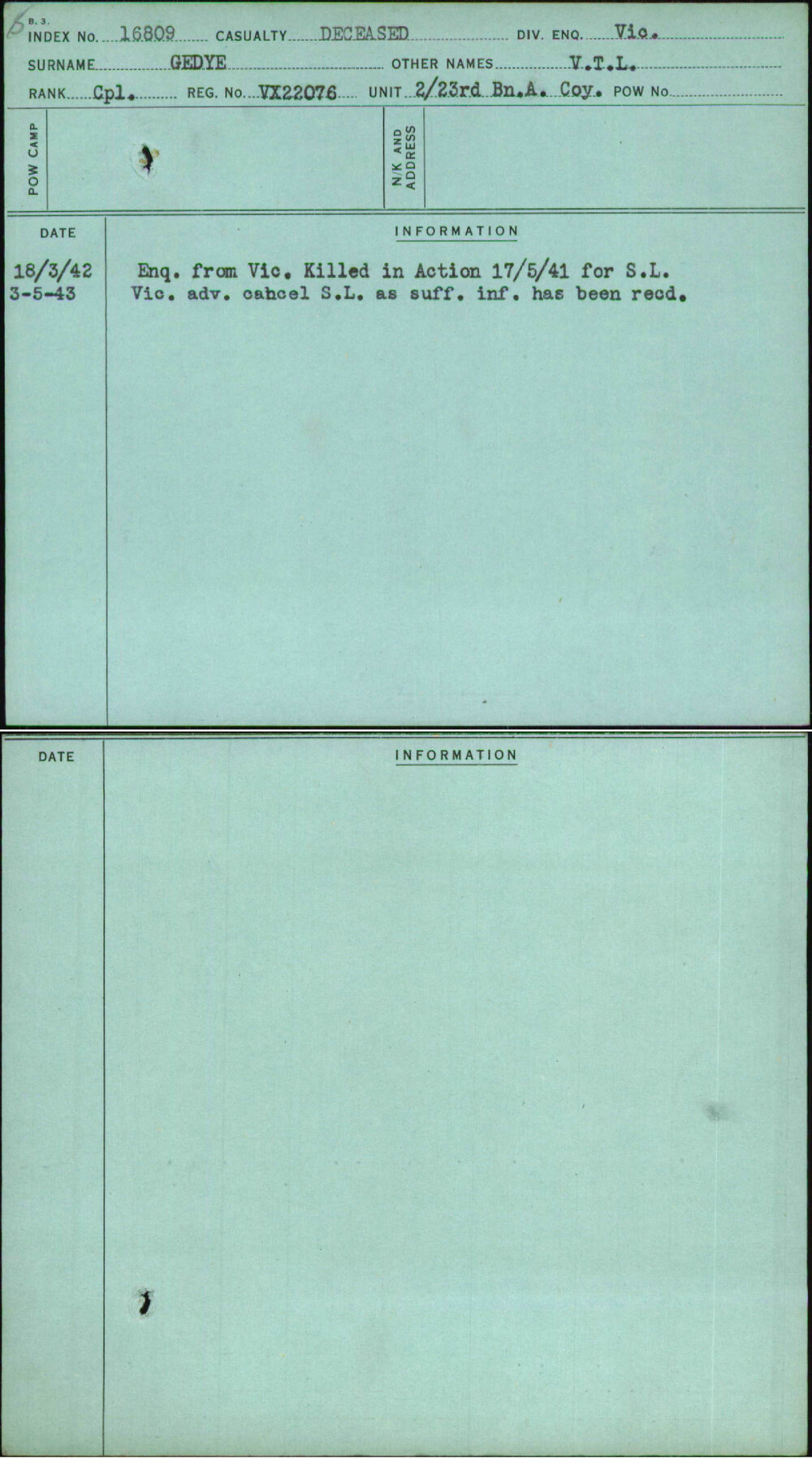 Gedye, V T L, VX22076