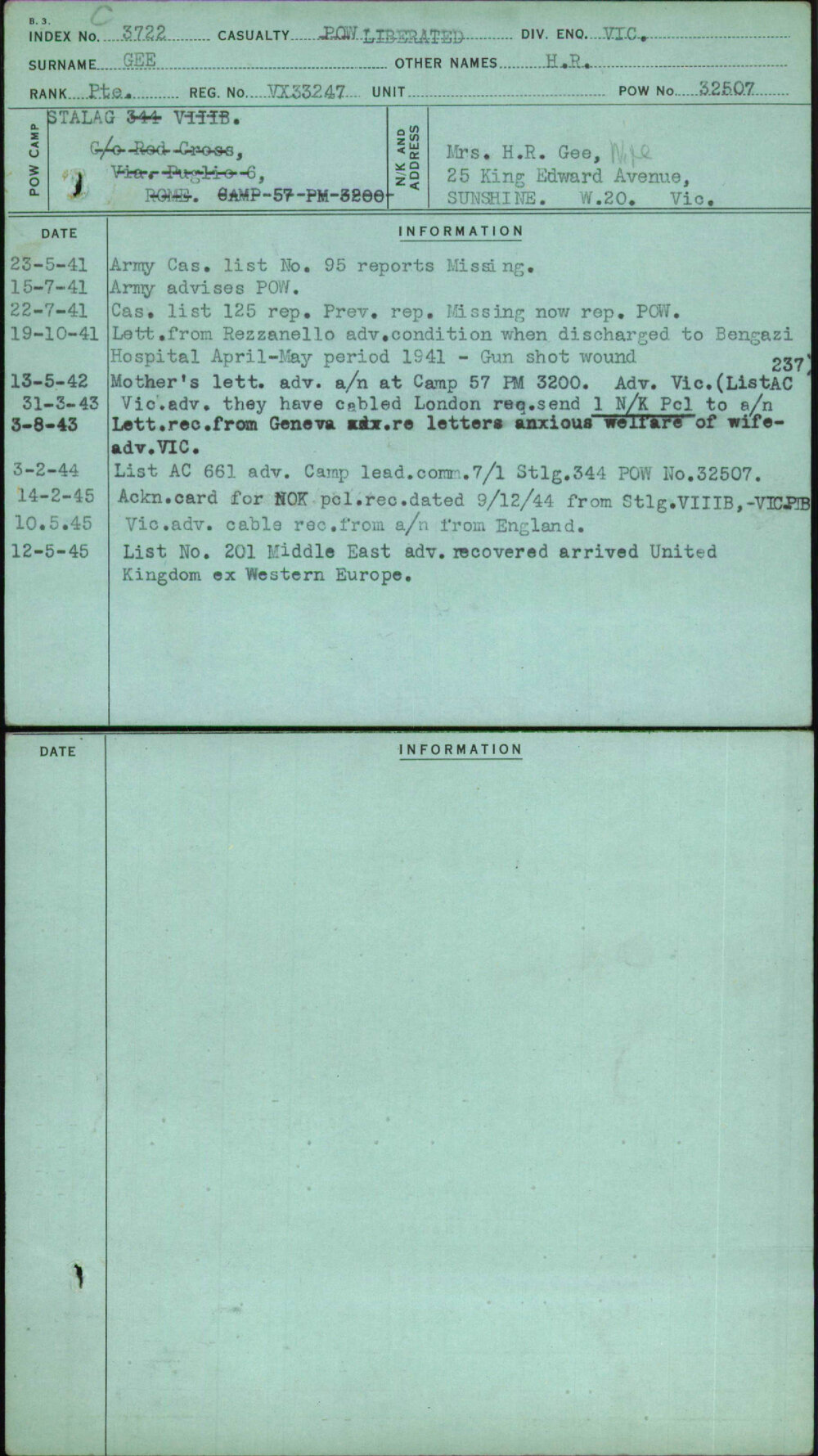 Gee, H R, VX33247