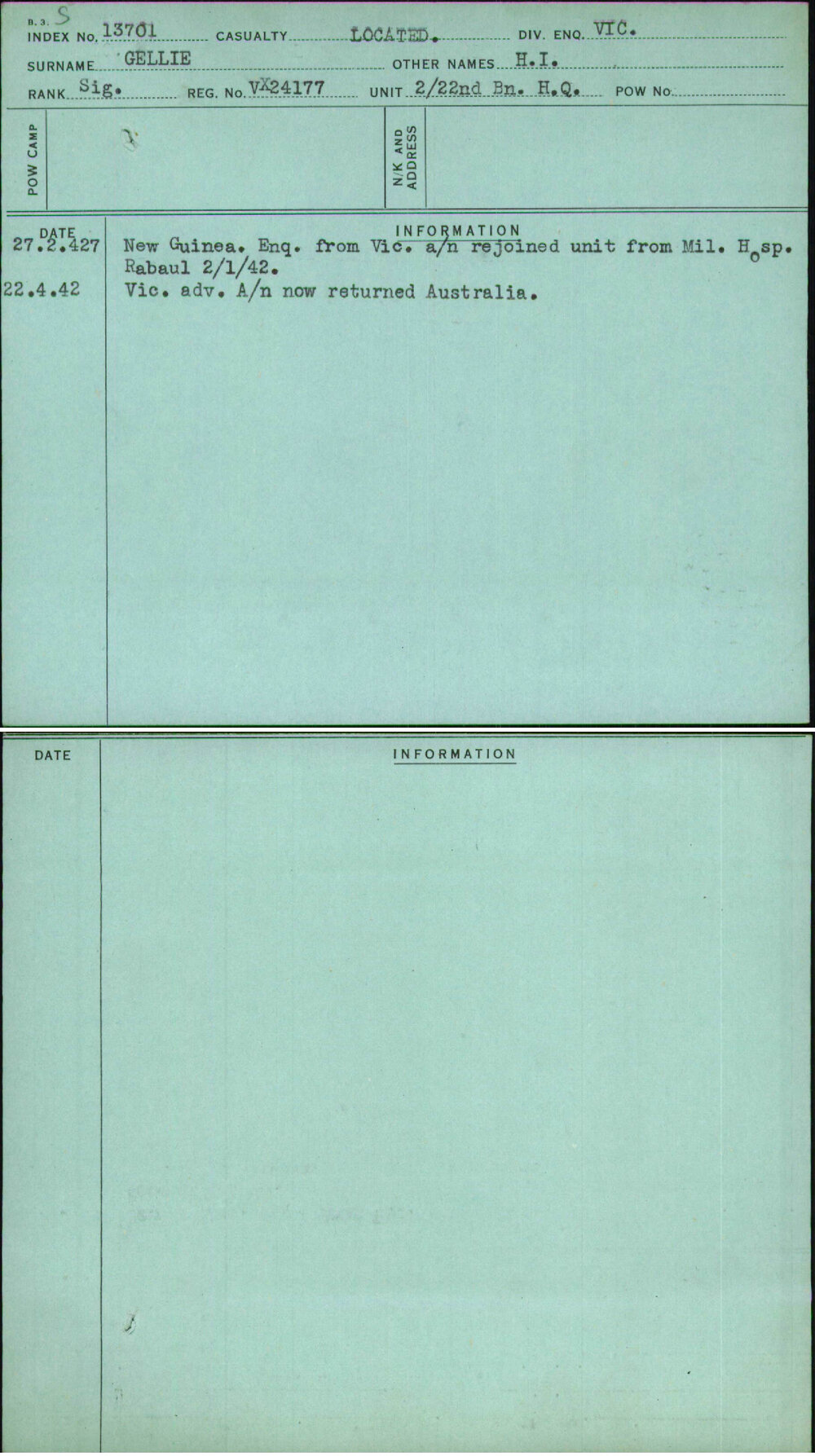 Gellie, H I, VX24177