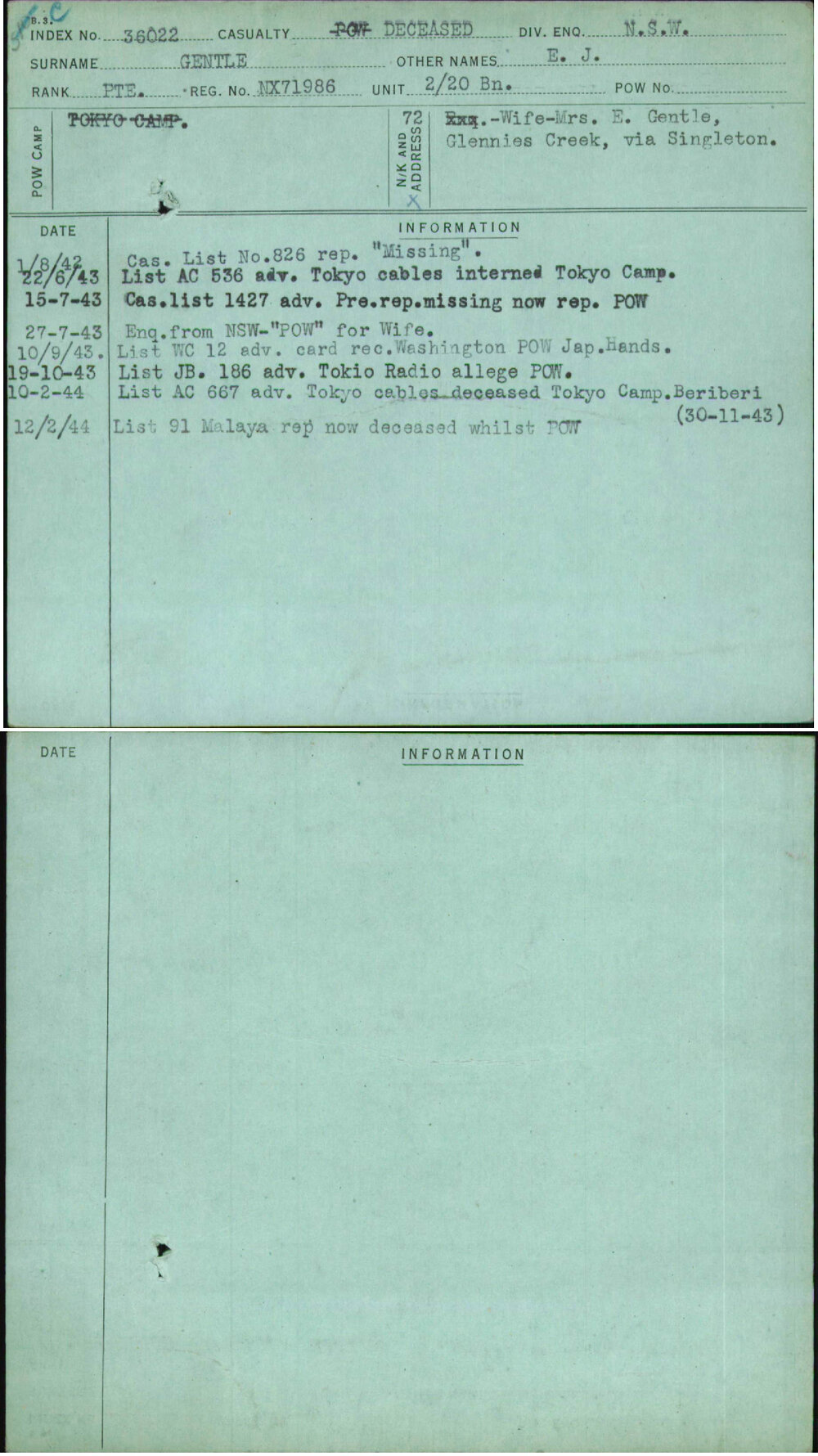 Gentle, E J, NX71986