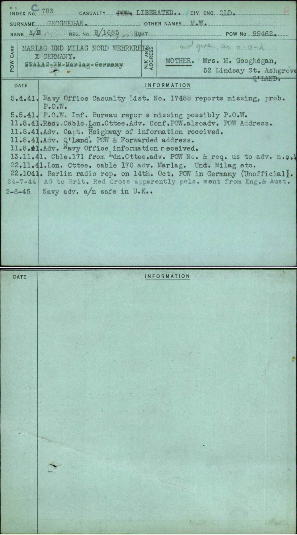Geoghegan, M W, B-1685