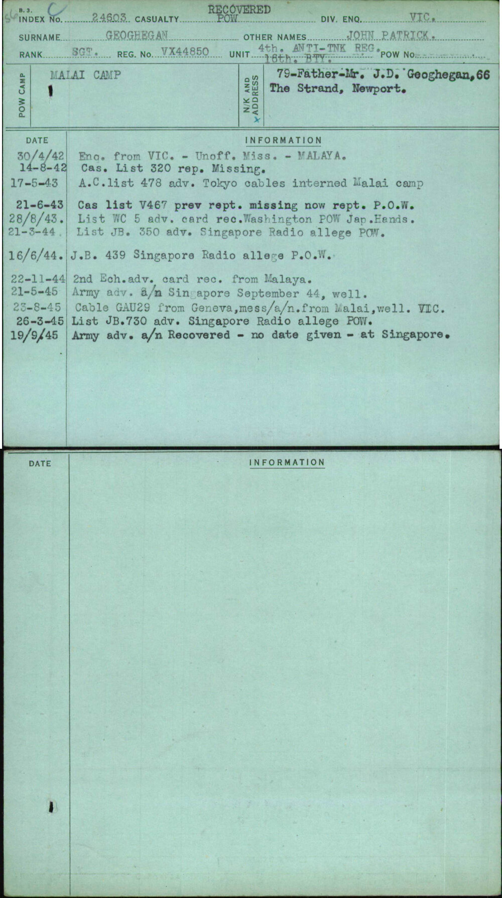 Geoghegan, John Patrick, VX44850