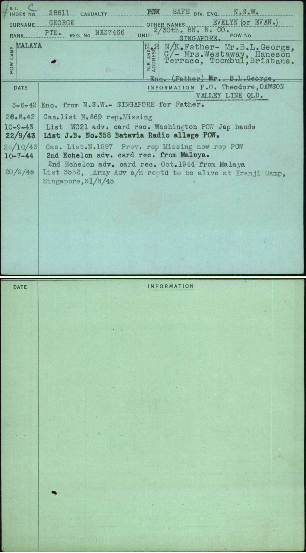 George, Evelyn (Or Evan), NX37466