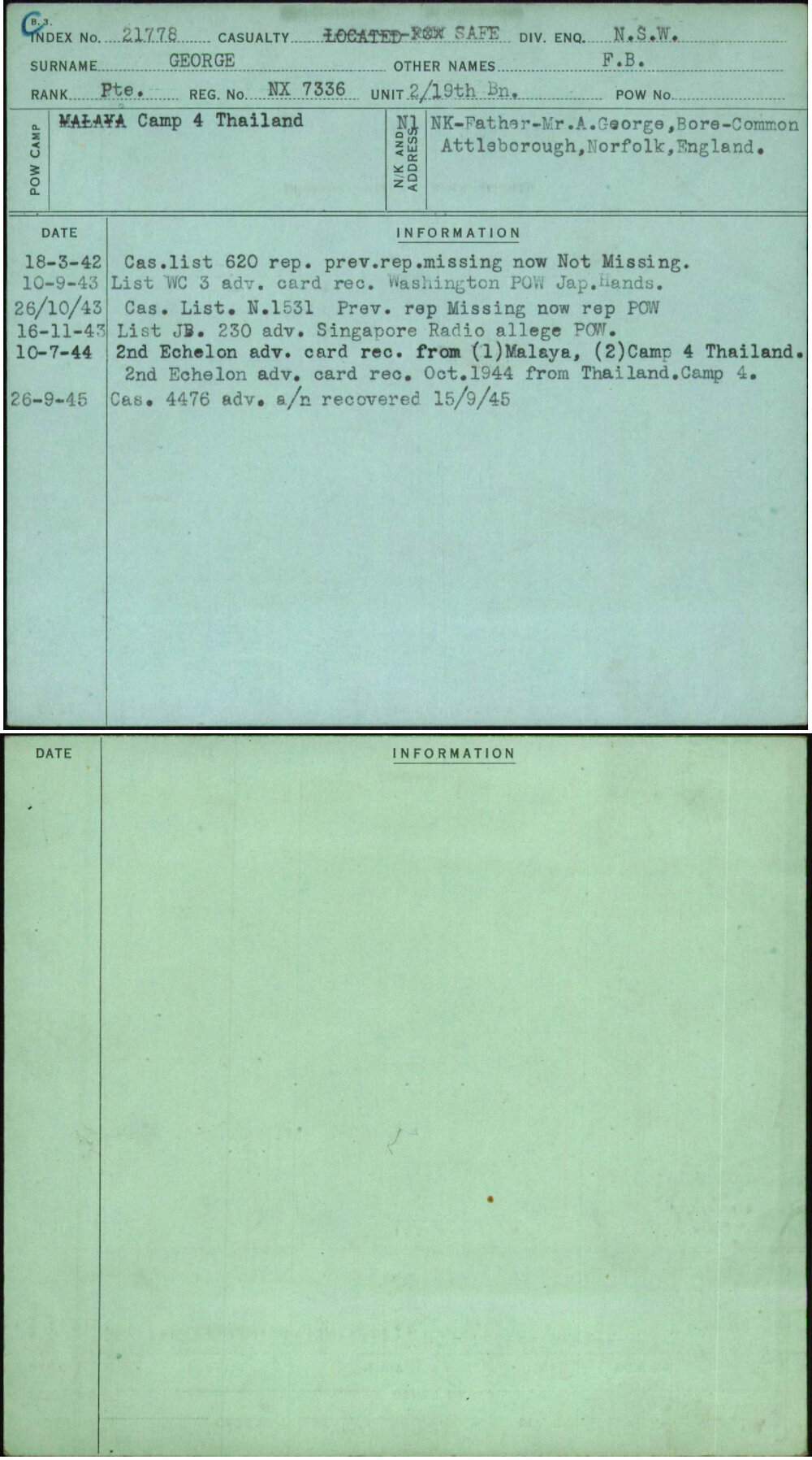 George, F B, NX7336