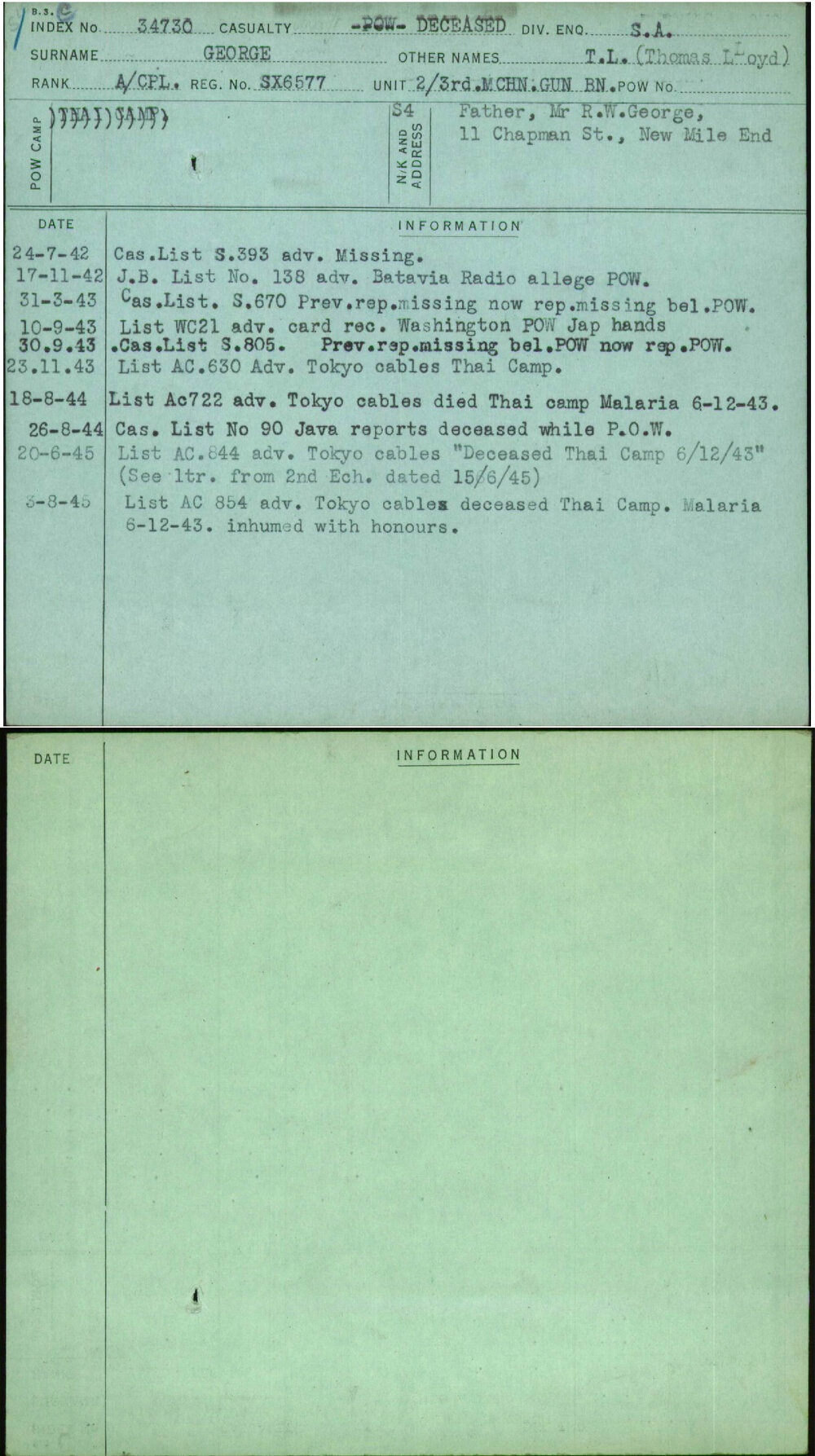 George, T L (Thomas Lloyd), SX6577