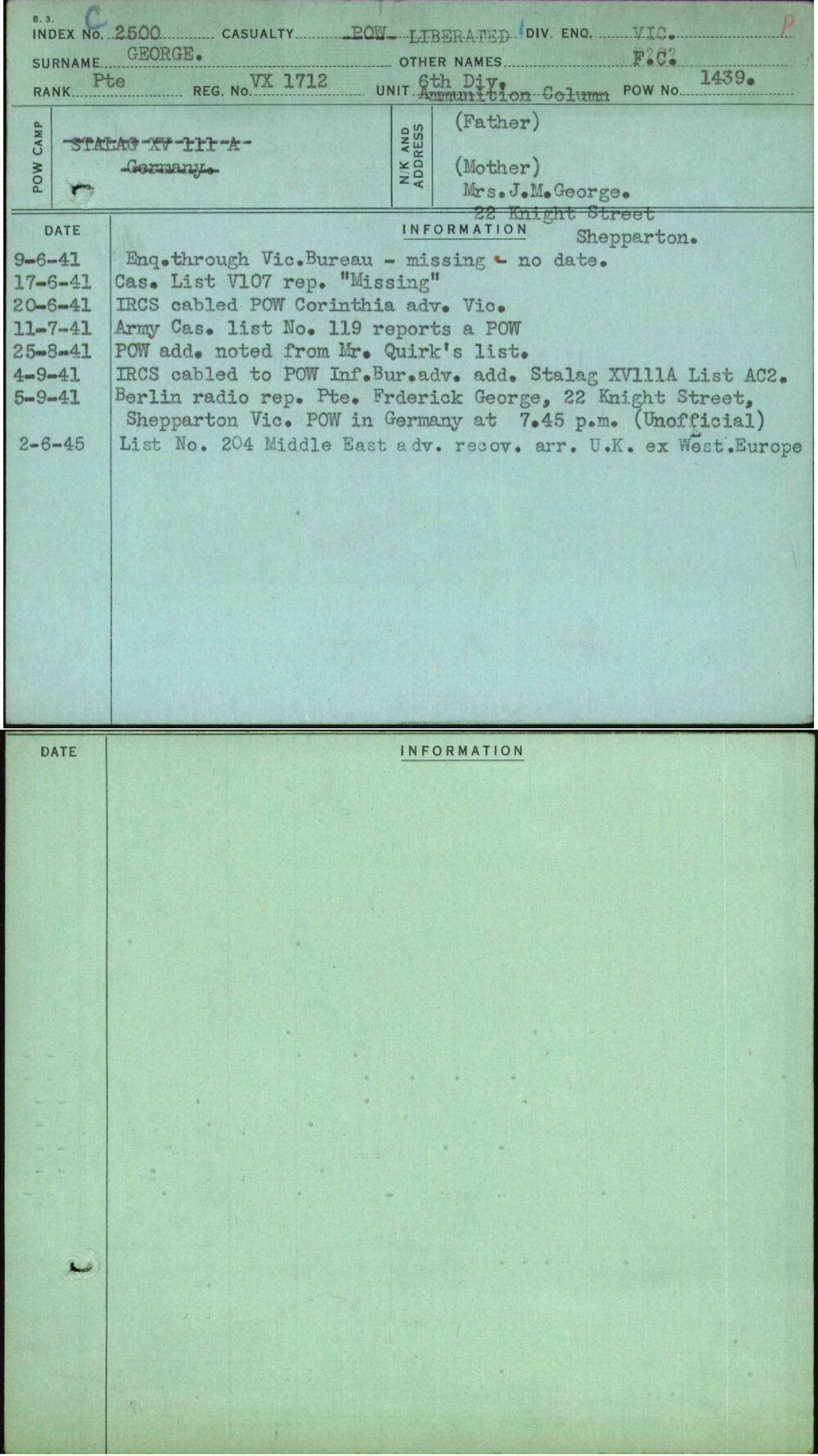 George, F C, VX1712