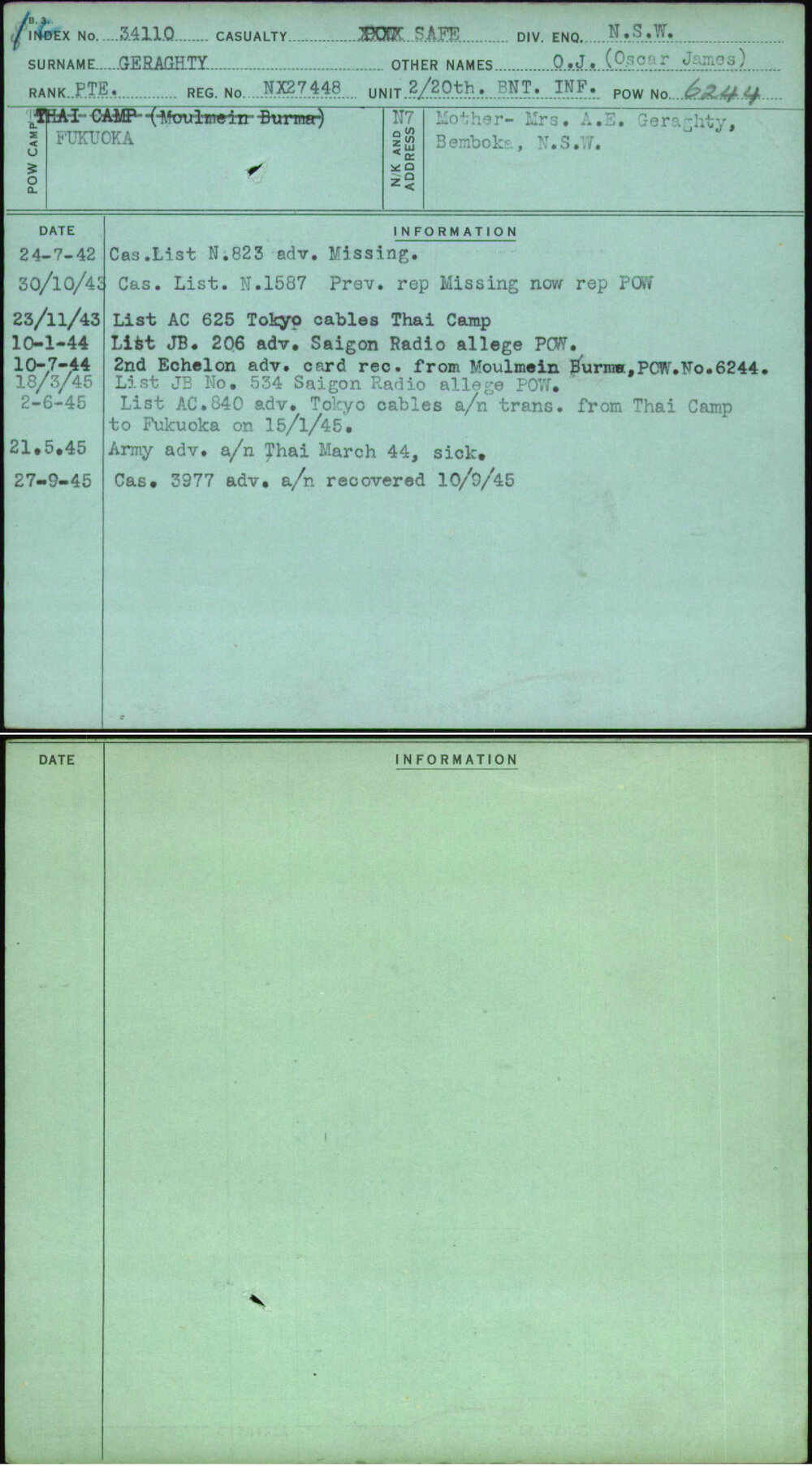 Geraghty, O J (Oscar James), NX27448
