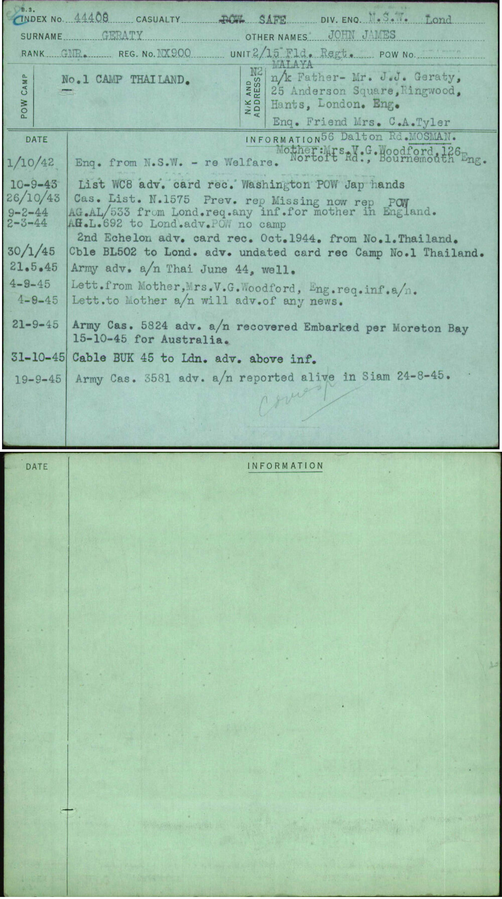 Geraty, John James, NX900