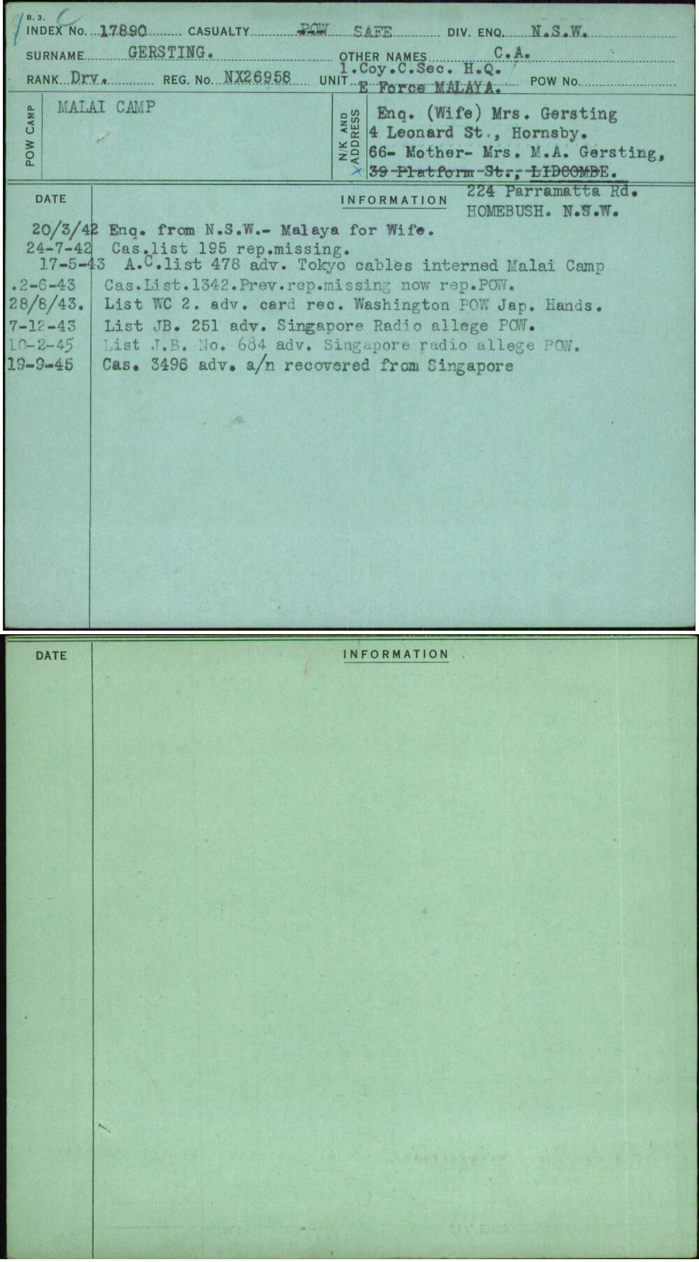 Gersting, C A, NX26958