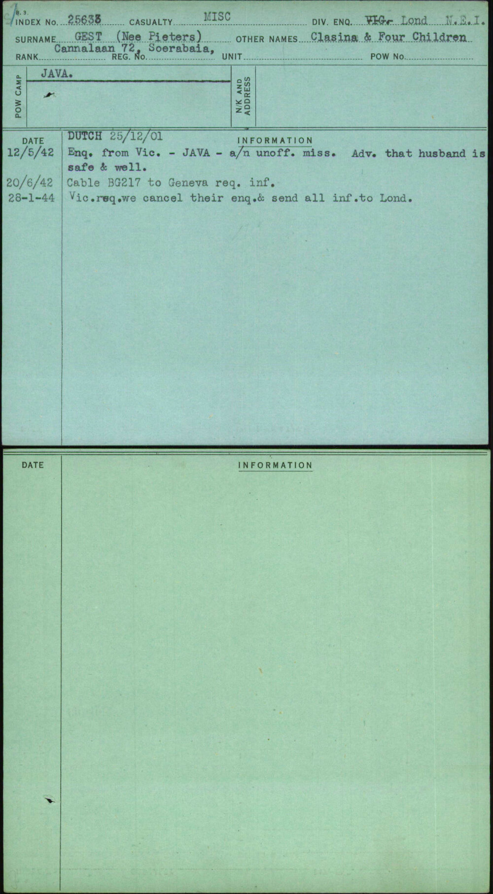Gest (Nee Pieters), Clasina &amp; Four Children, [No Service Number]
