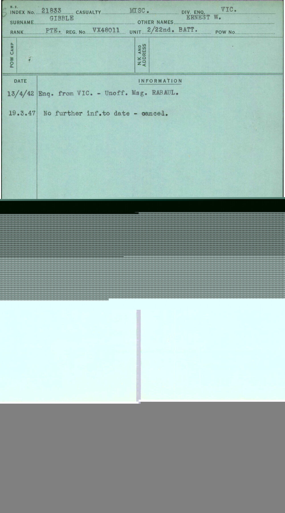 Gibble, Ernest W, VX48011