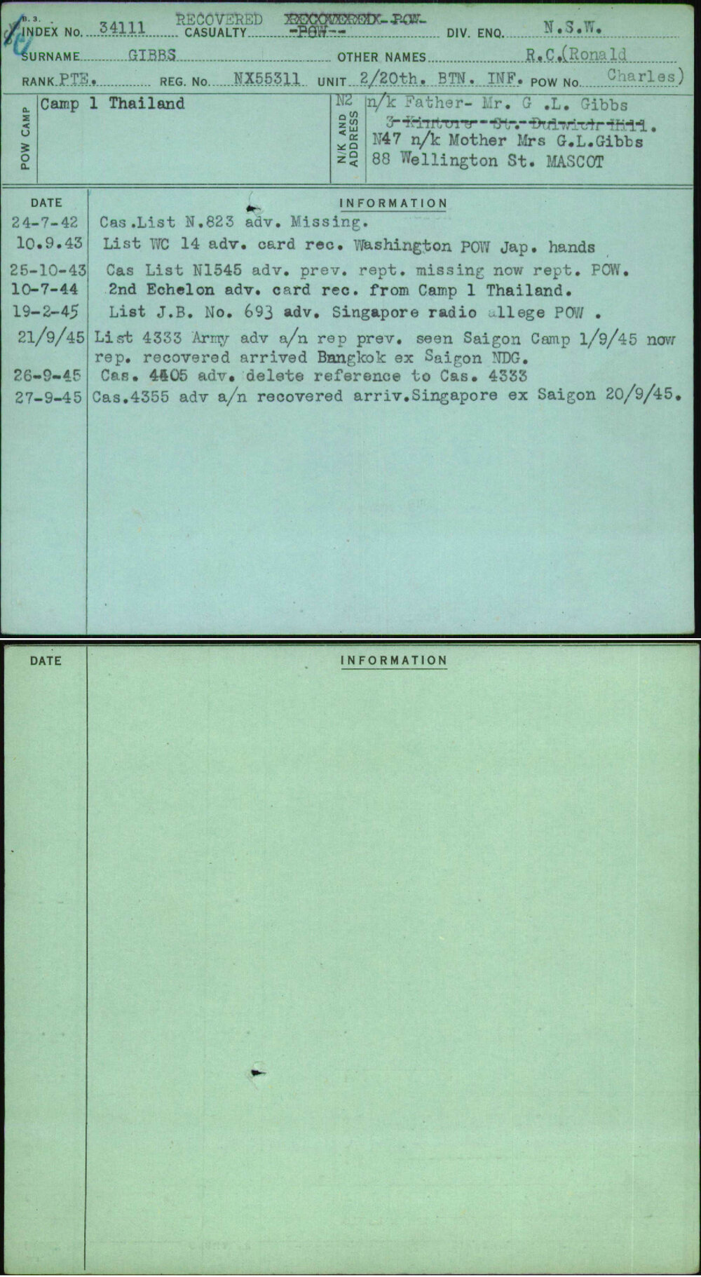 Gibbs, R C (Ronald Charles), NX55311