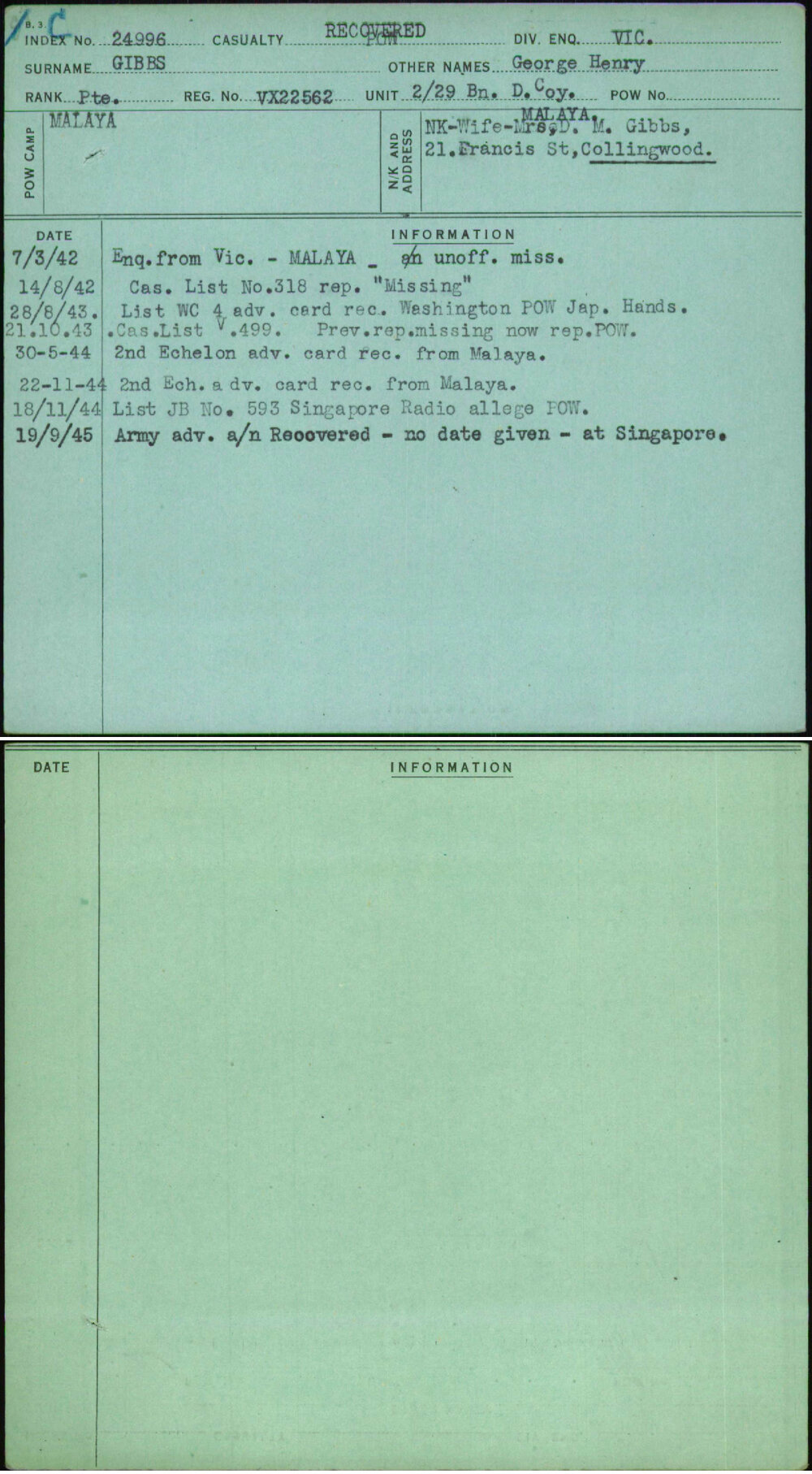 Gibbs, George Henry, VX22562