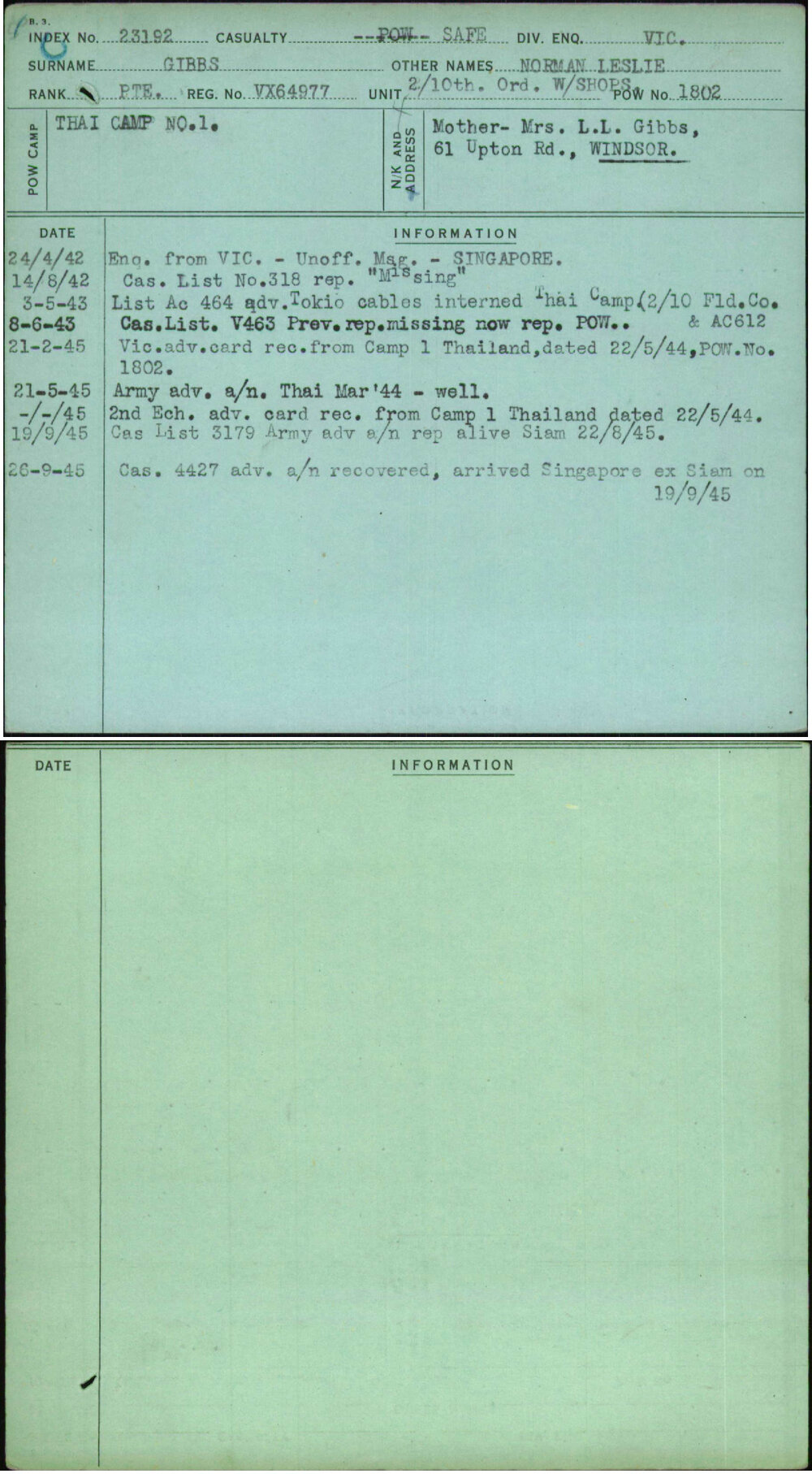 Gibbs, Norman Leslie, VX64977