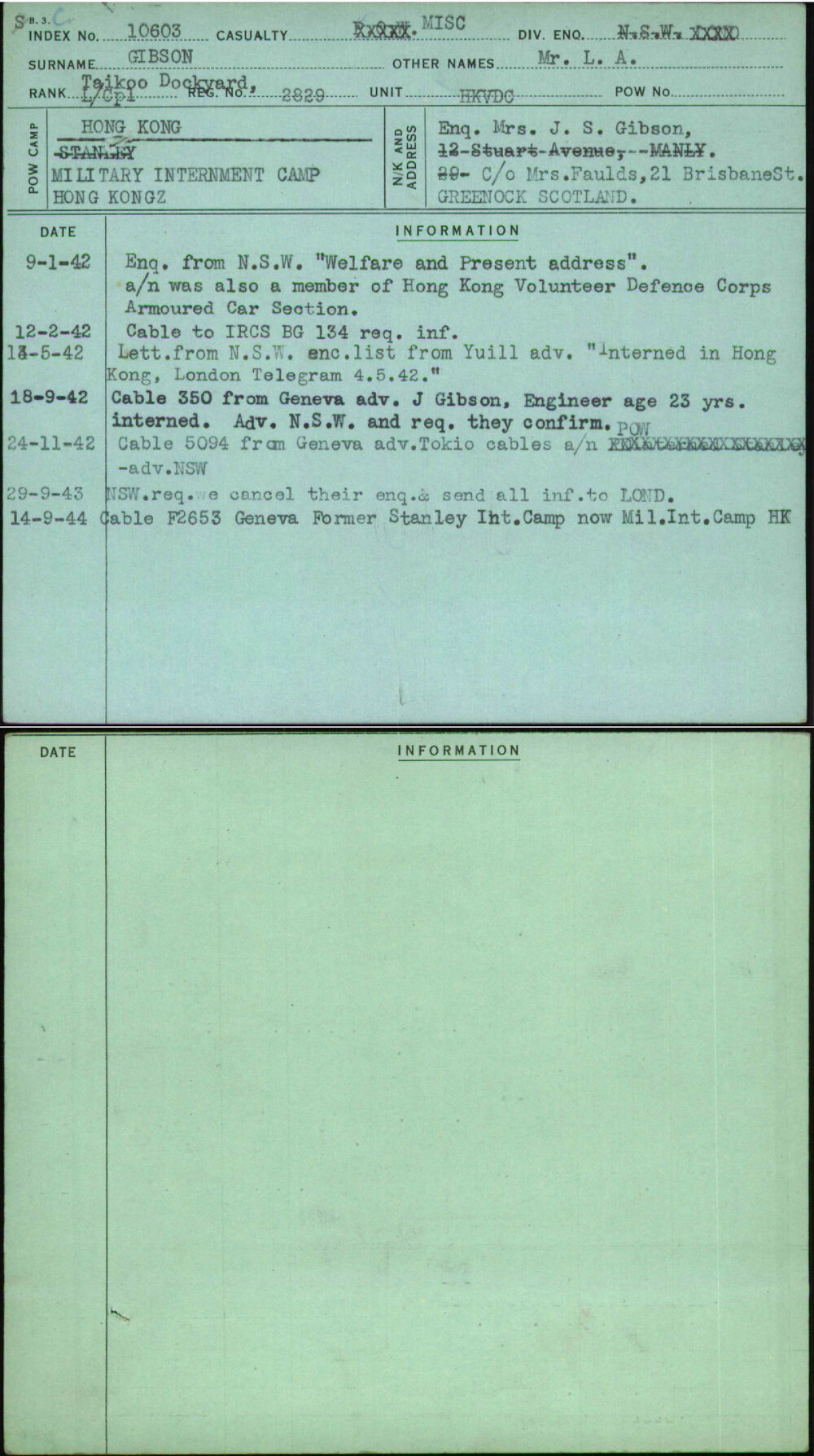 Gibson, Mr L A, 2829