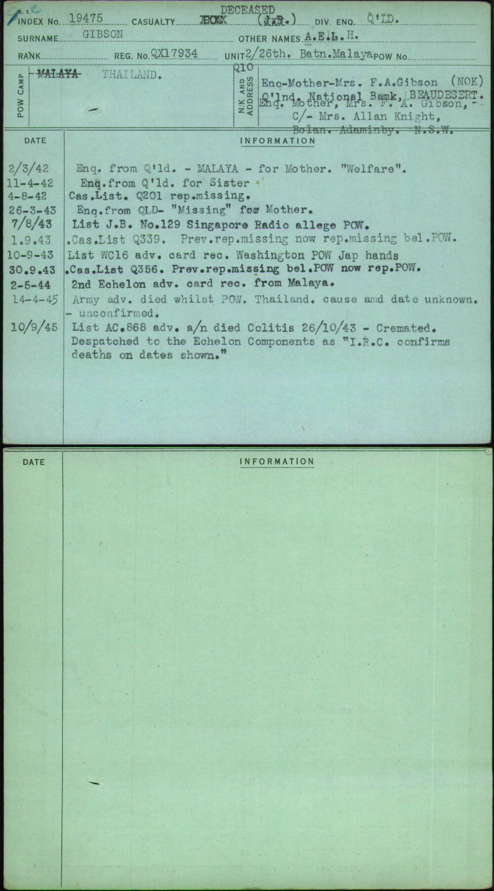 Gibson, A E L H, QX17934