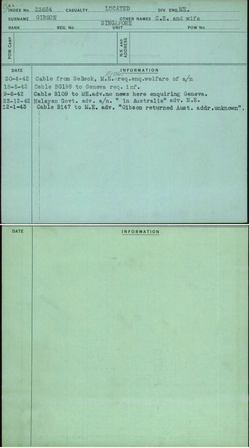 Gibson, C E And Wife, Singapore