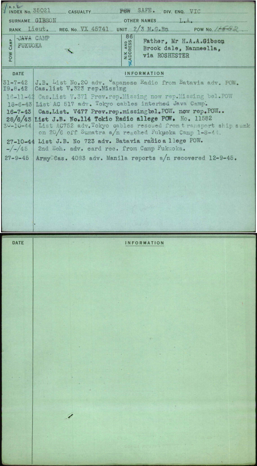 Gibson, L A, VX45741