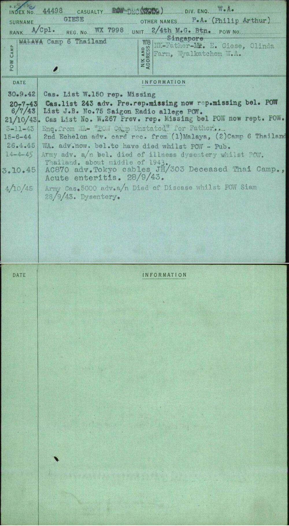 Giese, P A (Philip Arthur), WX7998