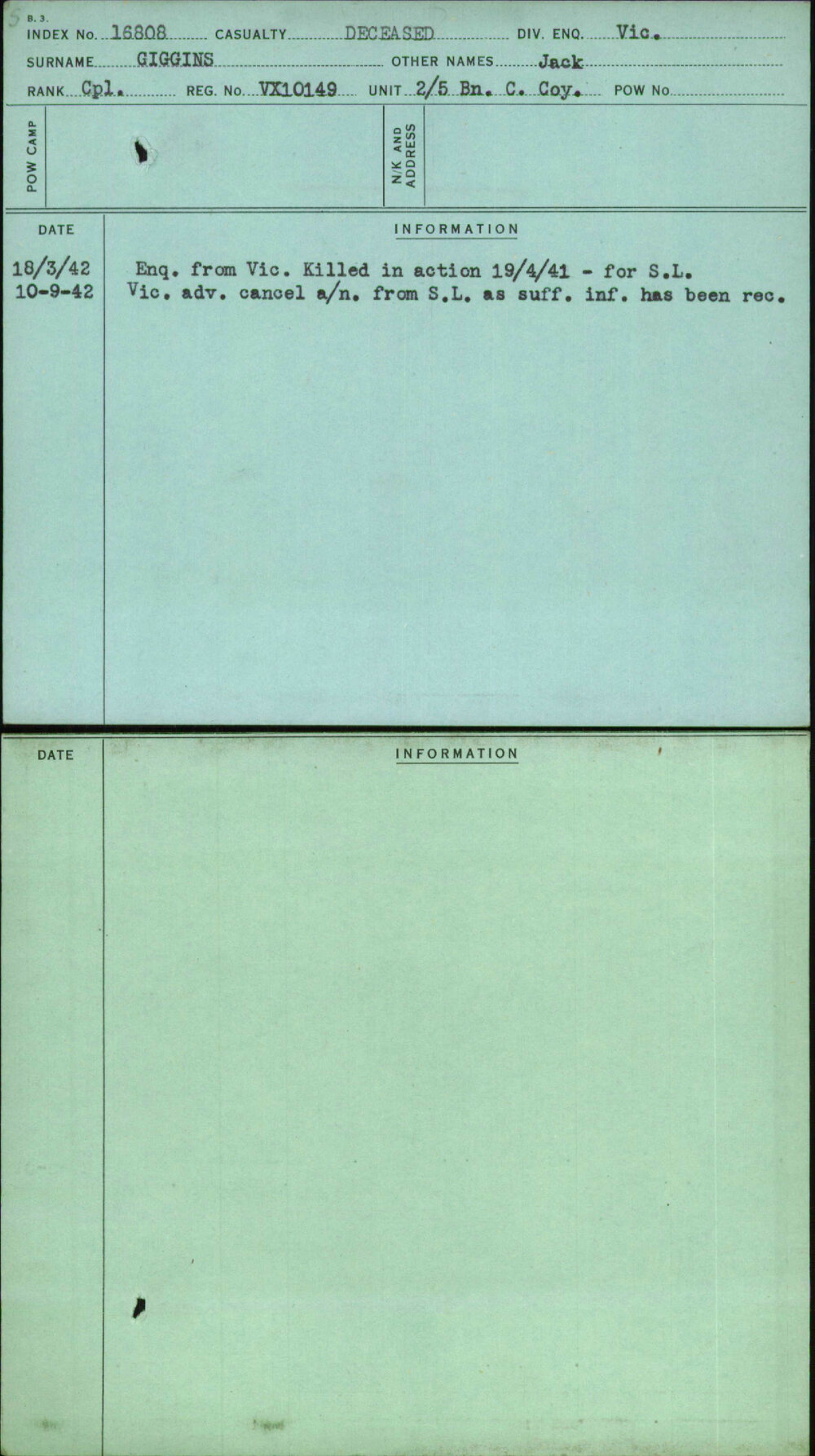 Giggins, Jack, VX10149