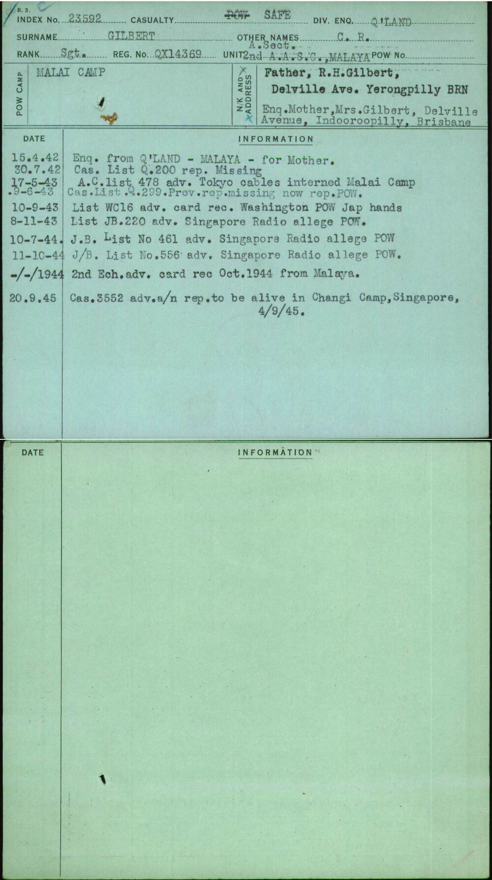 Gilbert, C R, QX14369