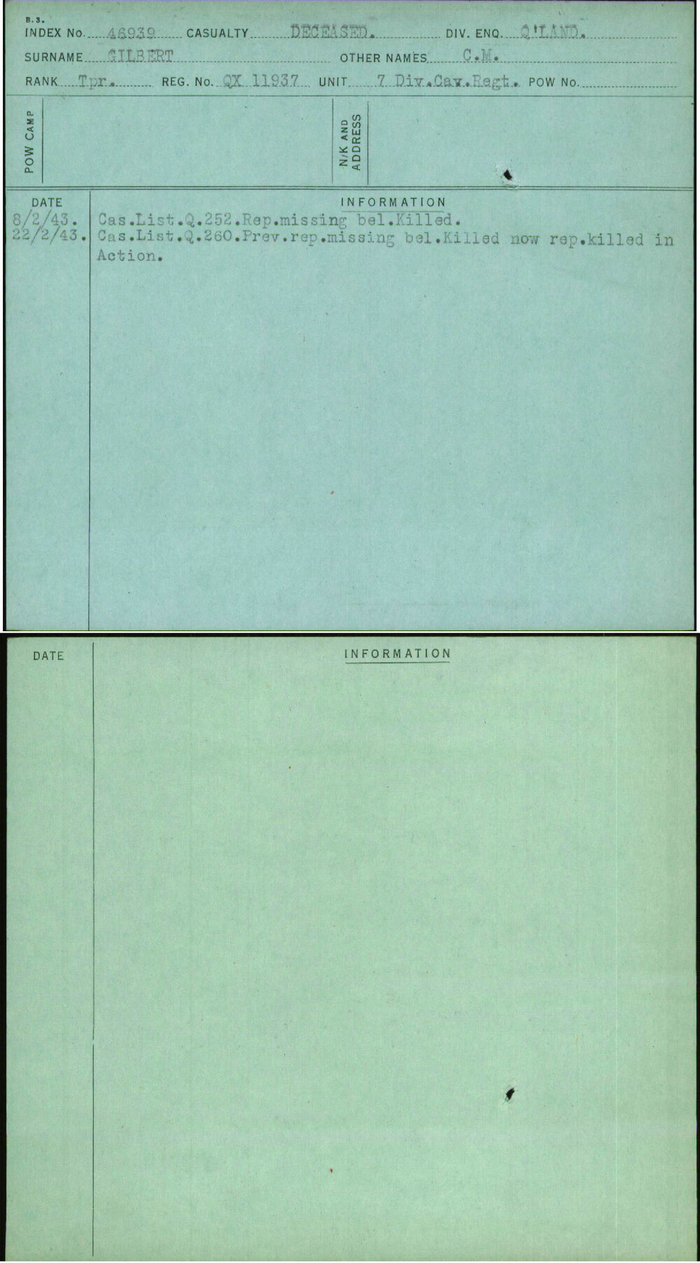 Gilbert, C M, QX11937