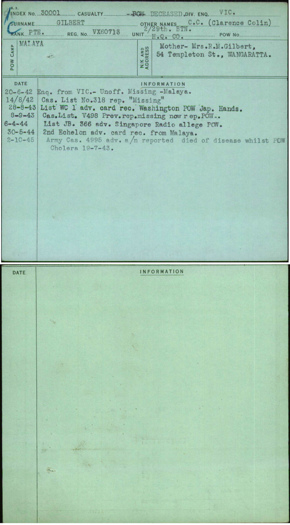 Gilbert, C C (Clarence Colin), VX60713