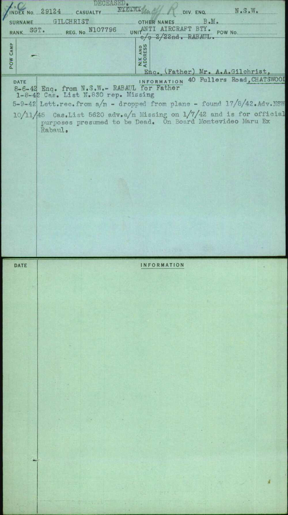 Gilchrist, B M, N107796