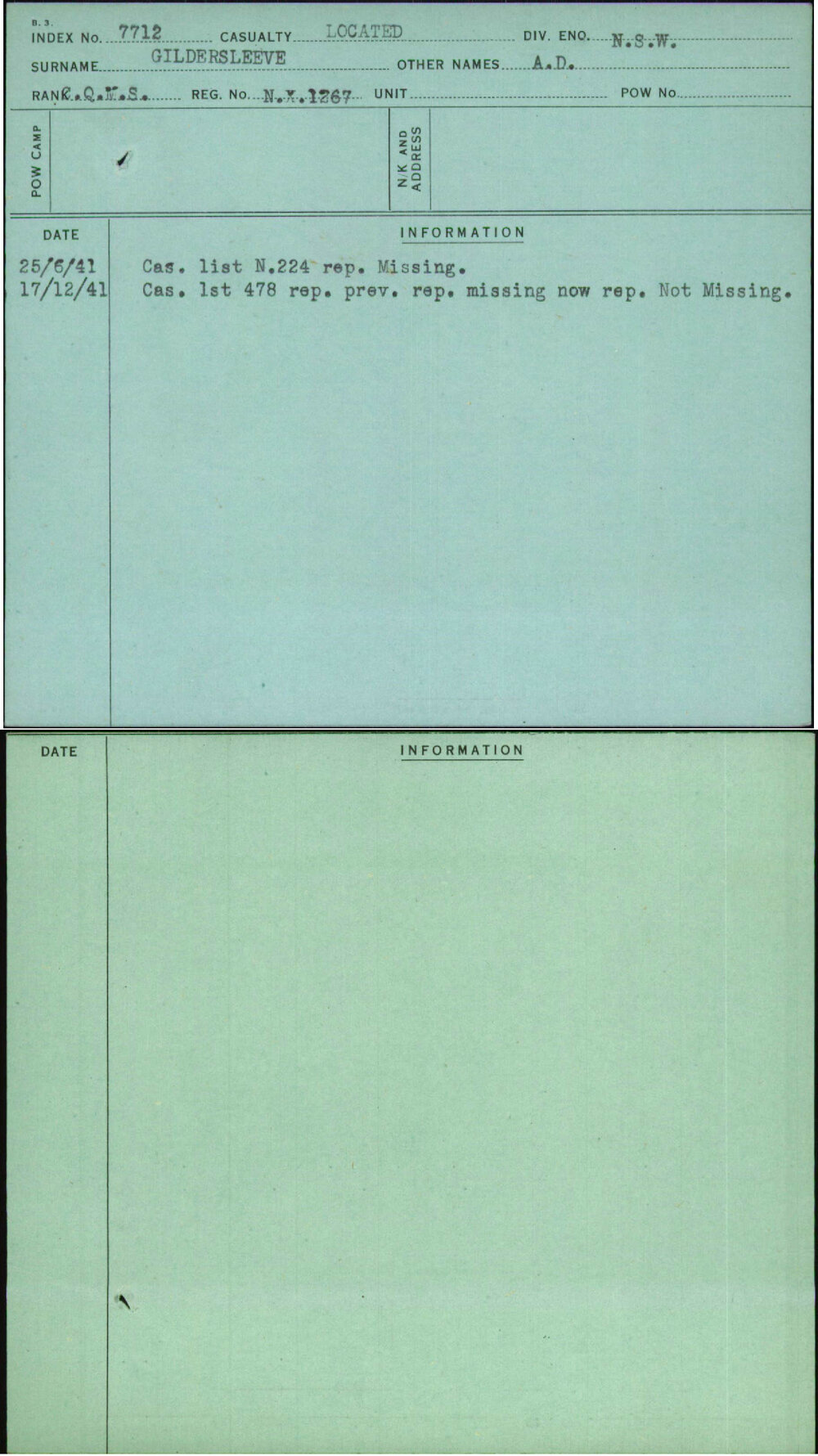 Gildersleeve, A D, NX1267