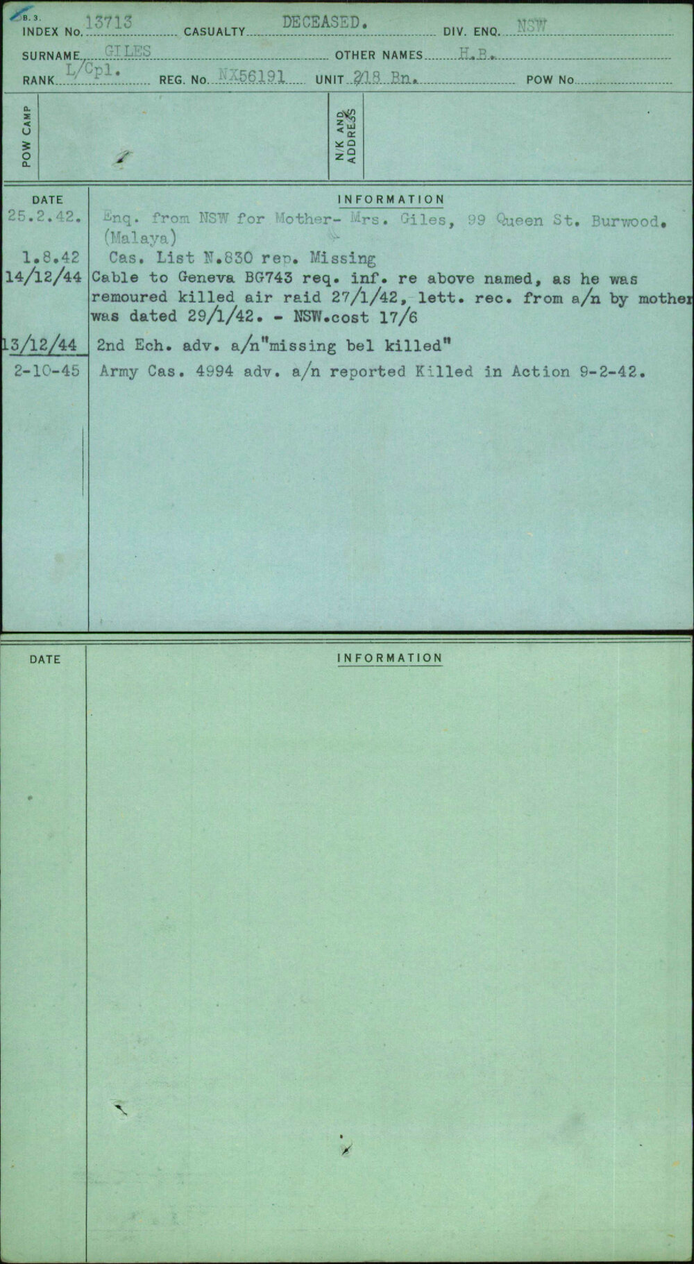 Giles, H B, NX56191