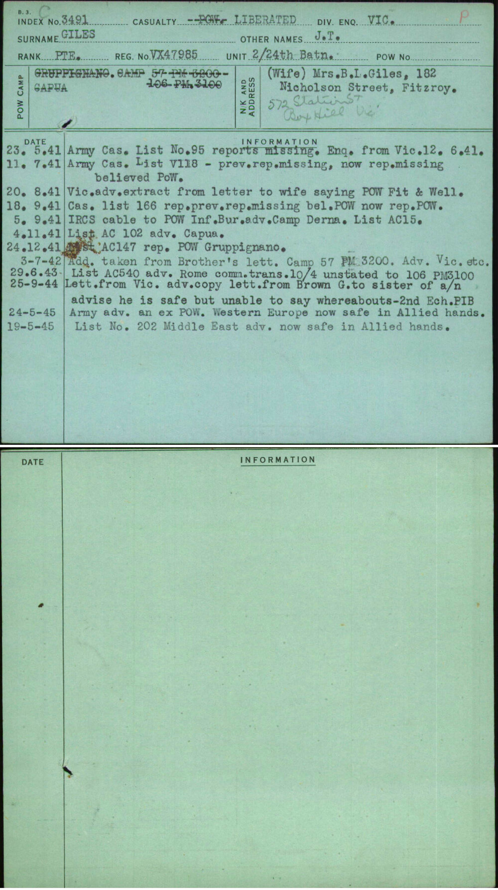 Giles, J T, VX47985