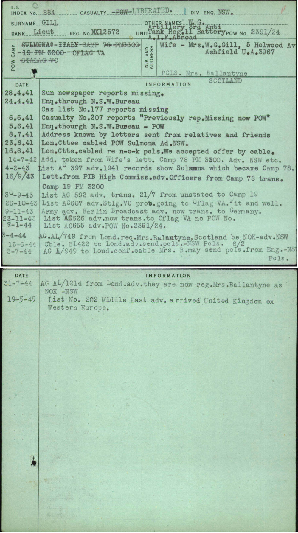 Gill, W G, NX12572