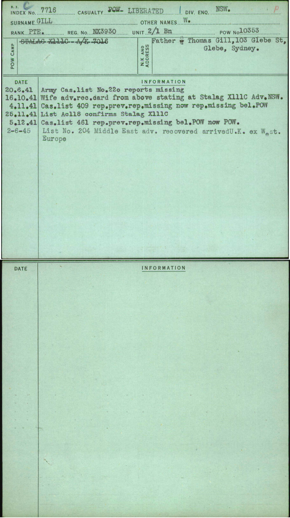Gill, W, NX3930