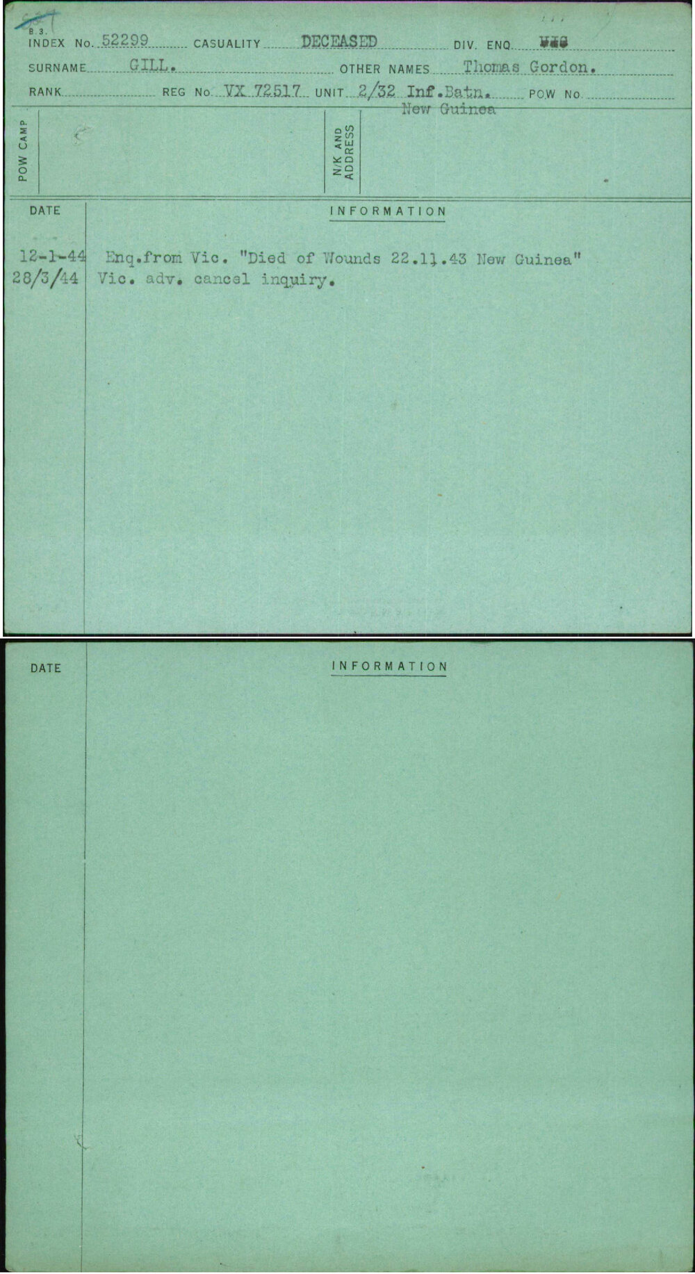 Gill, Thomas Gordon, VX72517