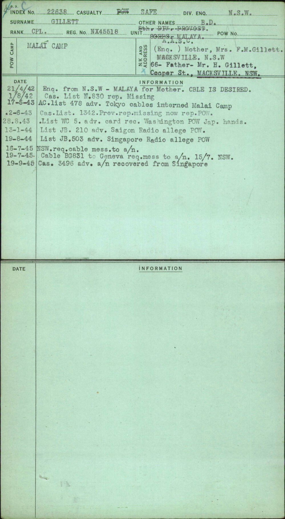 Gillett, B D, NX45518