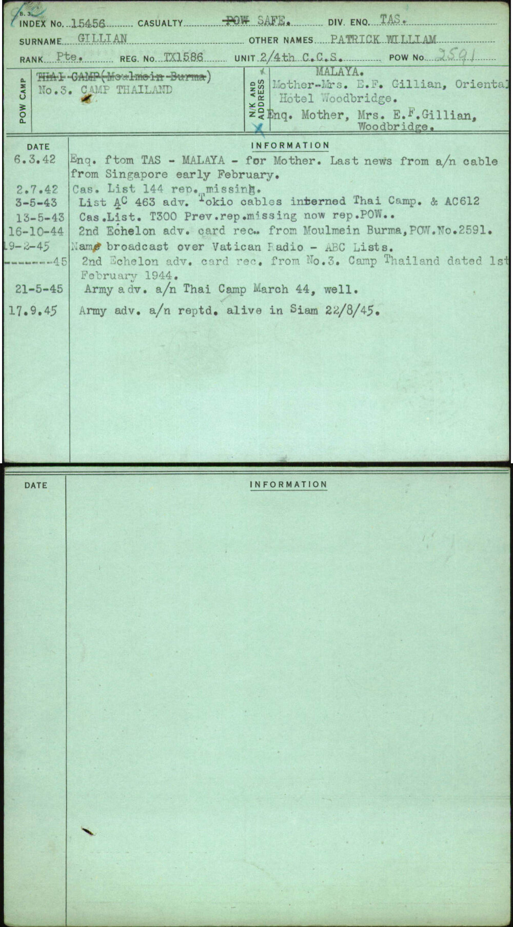 Gillian, Patrick William, TX1586