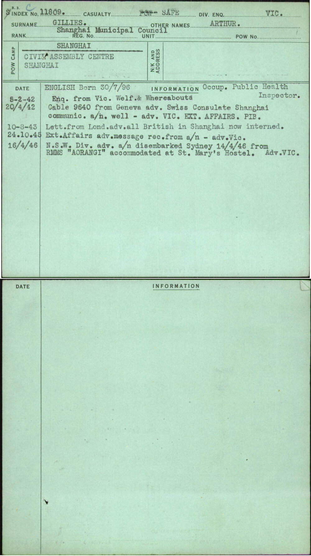 Gillies, Arthur, Shanghai Municipal Council