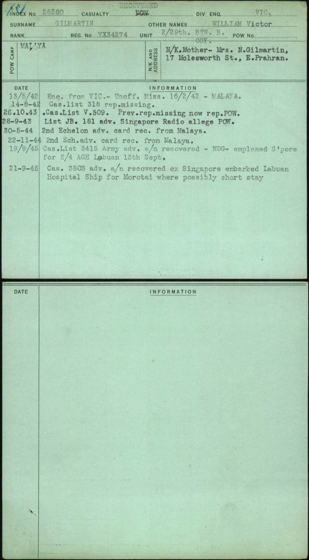 Gilmartin, William Victor, VX34274