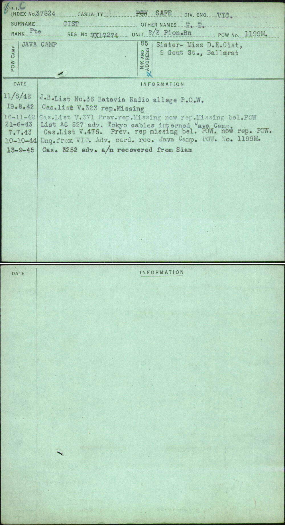 Gist, H E, VX17274