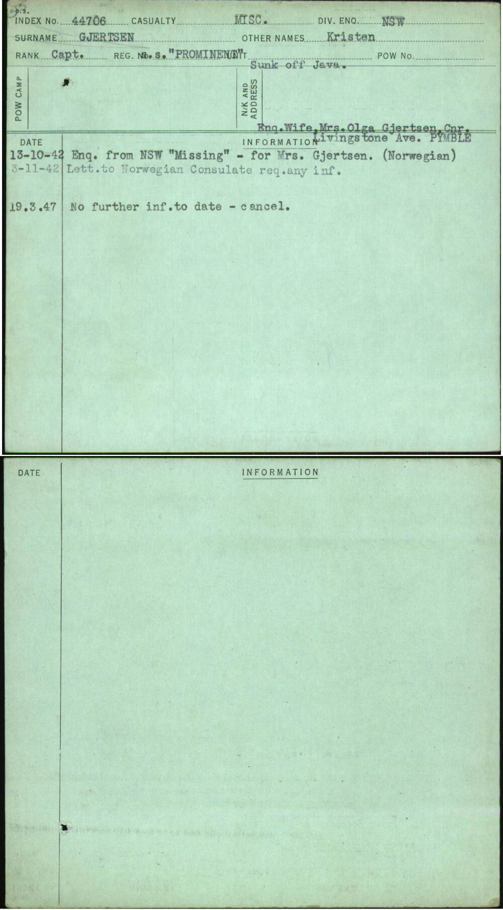 Gjertsen, Kristen, Ss Prominent