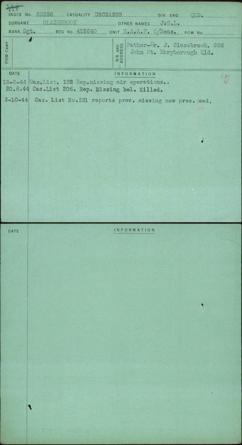 Glazebrook, J G L, 425640