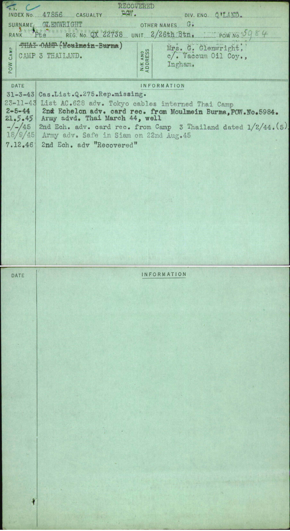 Glenwright, G, QX22738