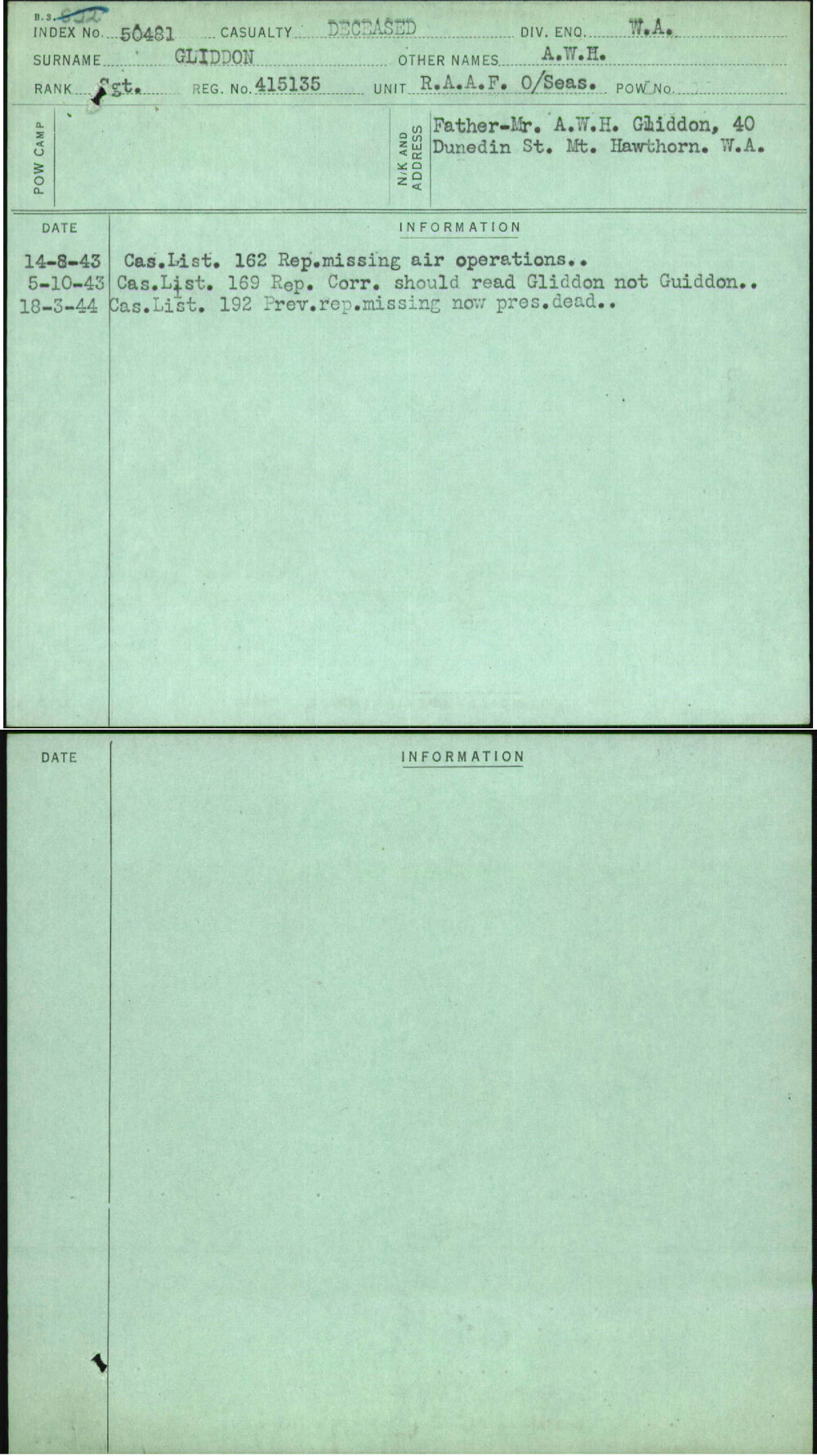 Gliddon, A W H, 415135
