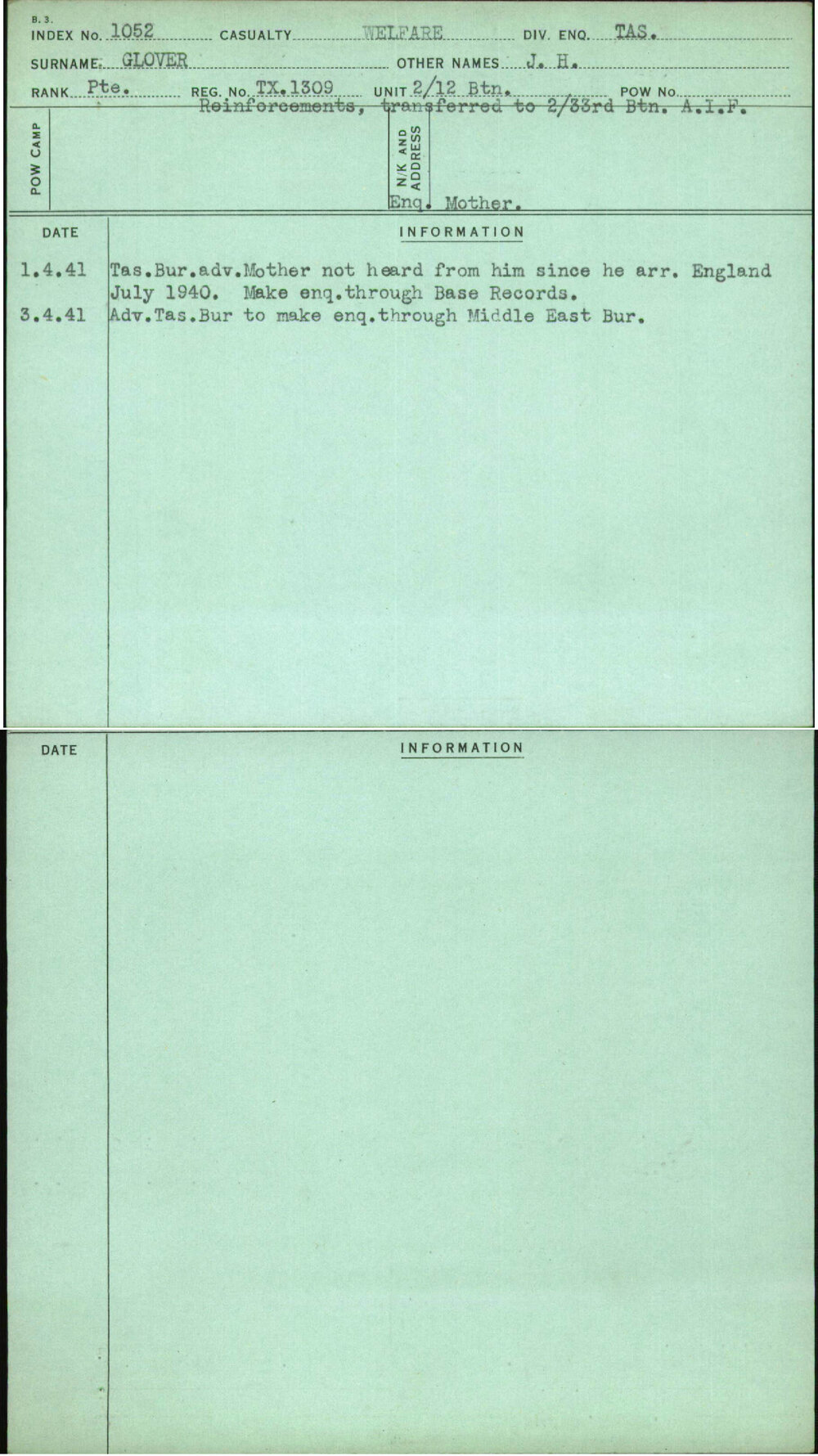 Glover, J H, TX1309