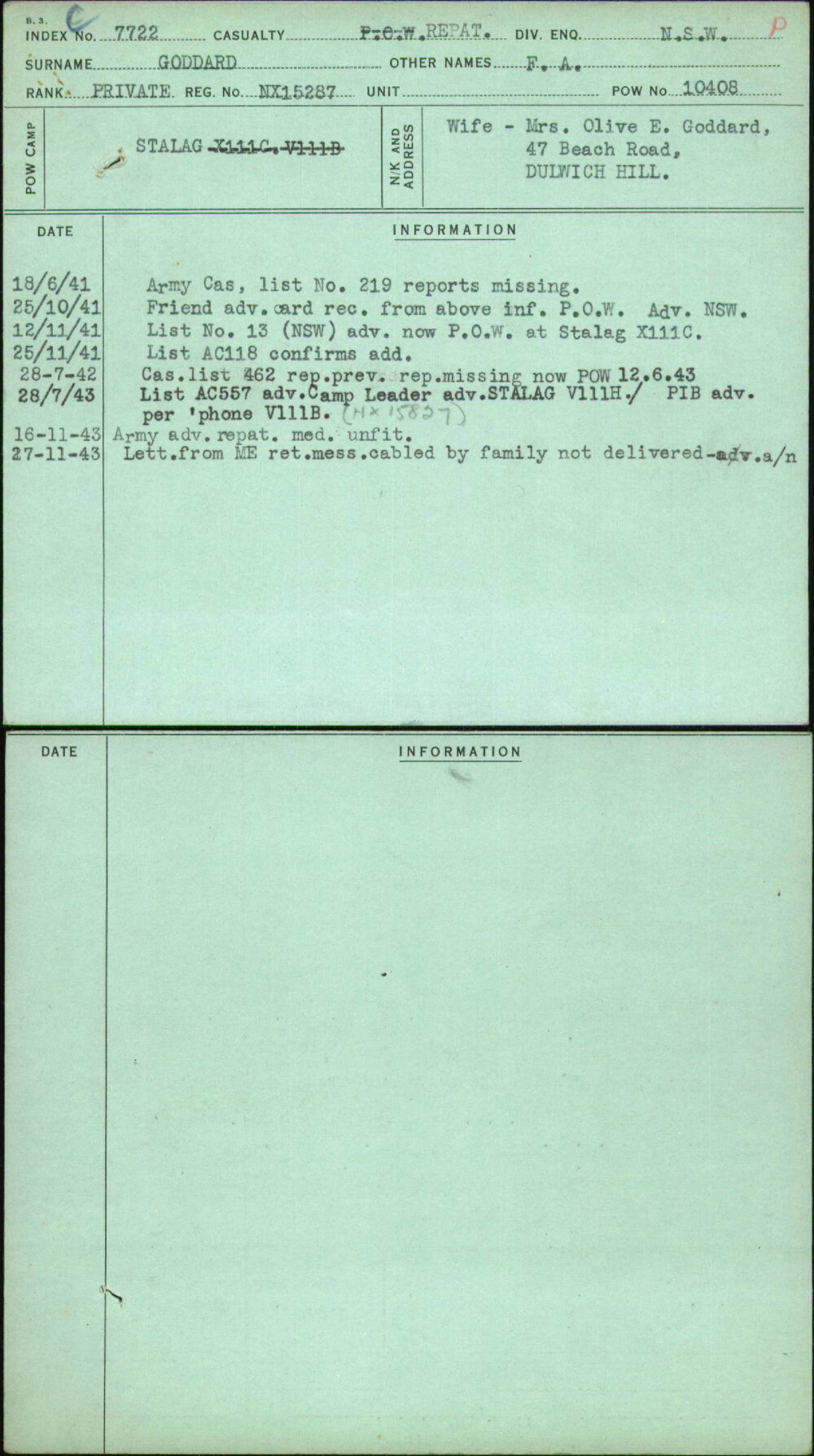 Goddard, F A, NX15287