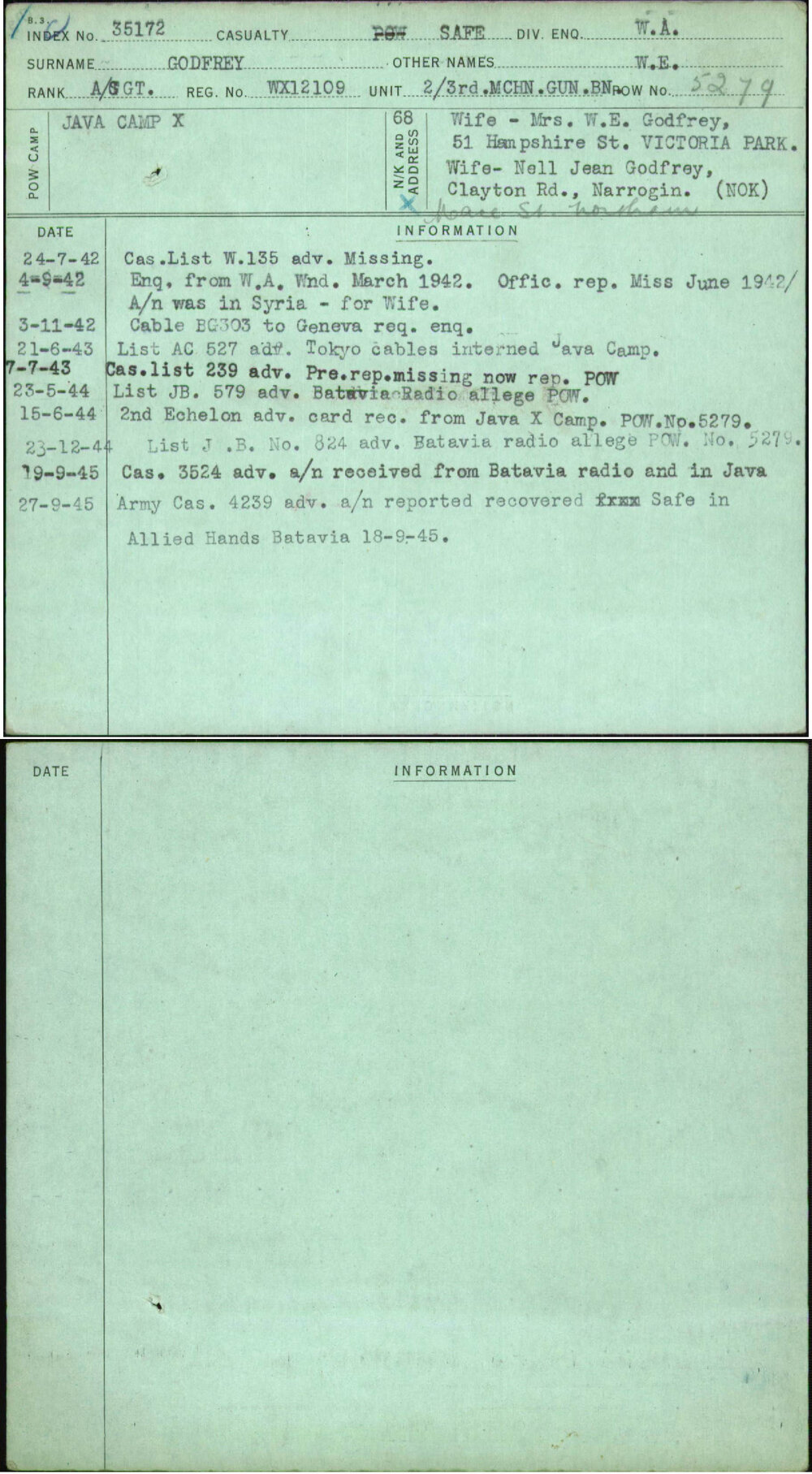 Godfrey, W E, WX12109