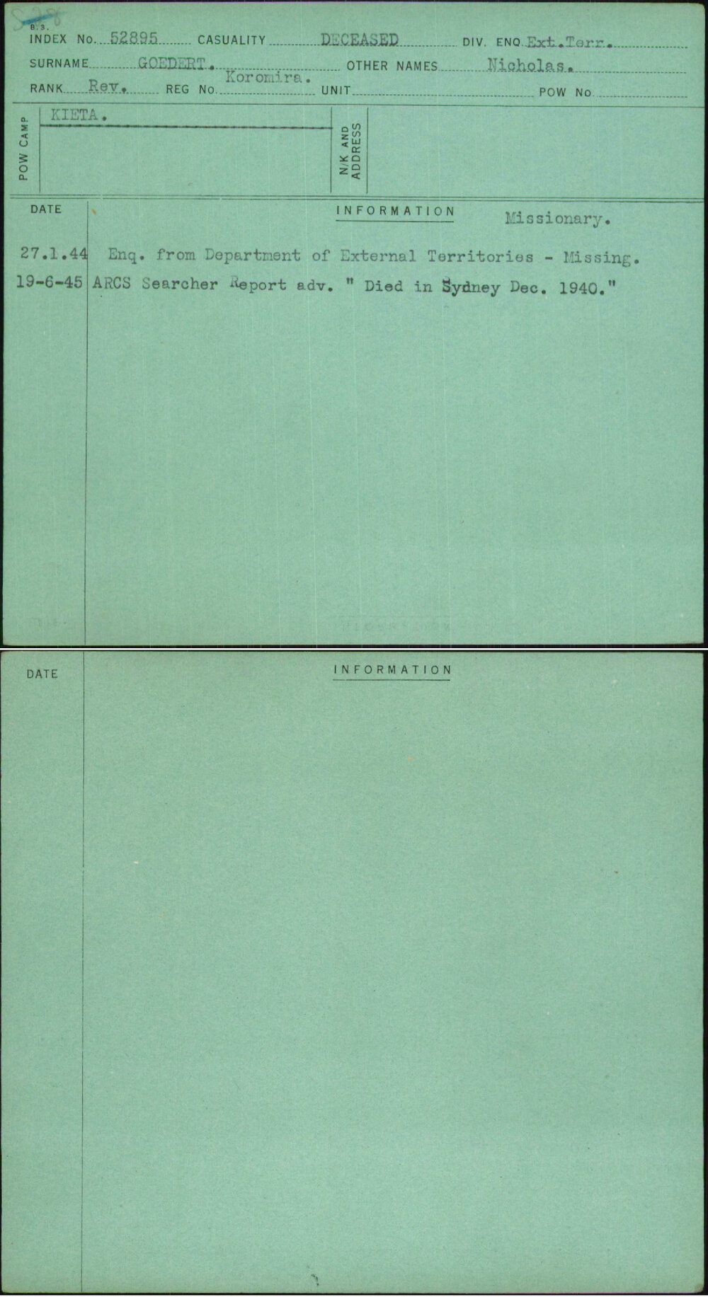 Goedert, Nicholas, Koromira